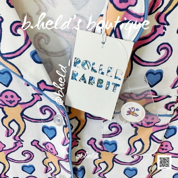 Roller Rabbit Monkey Love Polo Pajamas in White Size XS Dreamland Day 8 New NWT - Picture 5 of 14